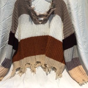 Vestique Striped/Distressed Sweater